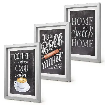 Conjunto de molduras com imagens com a temática café, aconchego e calor do lar