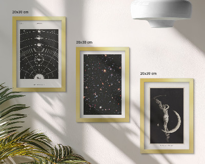 Conjunto de 3 quadros decorativos Sistema solar, galáxia, figura noturna na lua