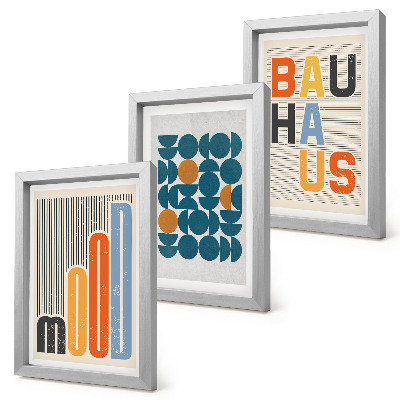 Tríptico com moldura Pôsteres com padrões geométricos em estilo Bauhaus