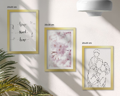 Conjunto de 3 quadros decorativos Flores e família em um design minimalista