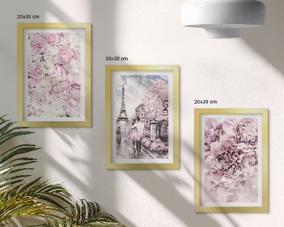 Conjunto de molduras com imagens Flores em tons de rosa, paisagem romântica