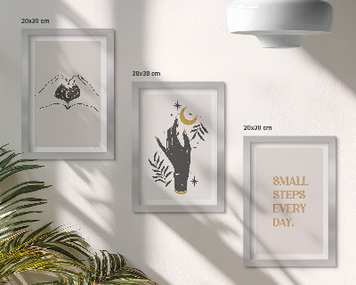Tríptico com moldura Ilustrações minimalistas que inspiram texto boho