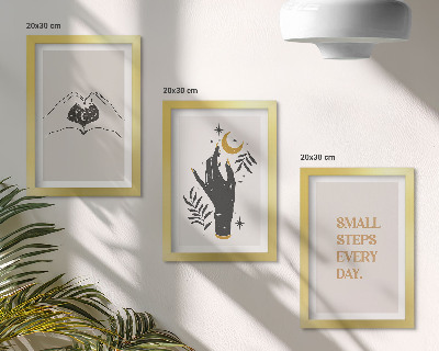 Tríptico com moldura Ilustrações minimalistas que inspiram texto boho