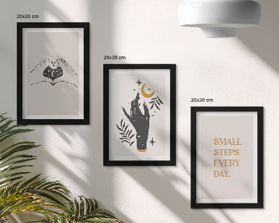 Tríptico com moldura Ilustrações minimalistas que inspiram texto boho