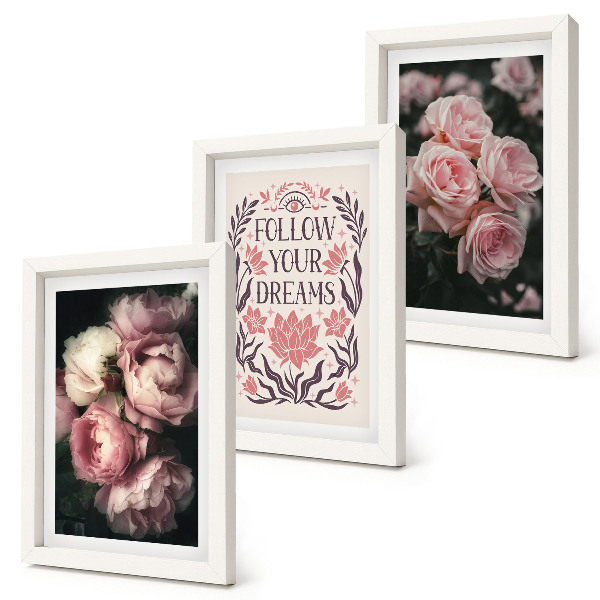 Conjunto de molduras com imagens Rosas vintage com inscrição sobre sonhos