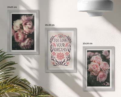Conjunto de molduras com imagens Rosas vintage com inscrição sobre sonhos