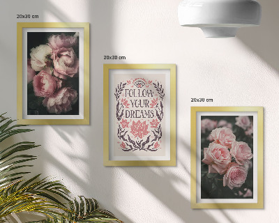 Conjunto de molduras com imagens Rosas vintage com inscrição sobre sonhos
