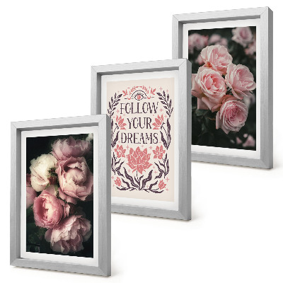 Conjunto de molduras com imagens Rosas vintage com inscrição sobre sonhos