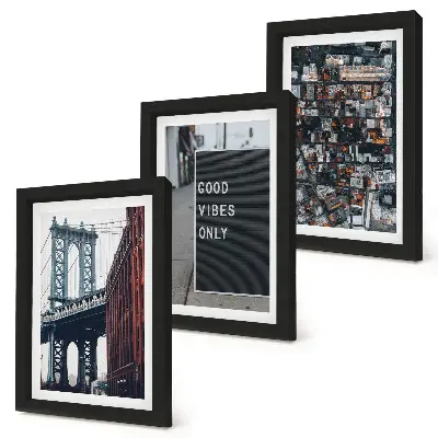 Conjunto de quadros com imagens ponte na cidade com placas de rua em vista aérea