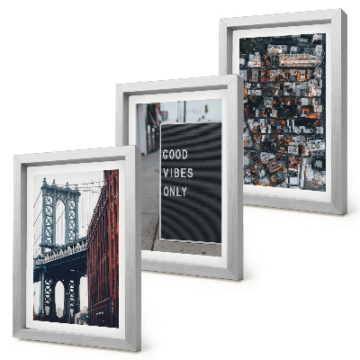 Conjunto de molduras com imagens Ponte na cidade com placas de rua, vista aérea.