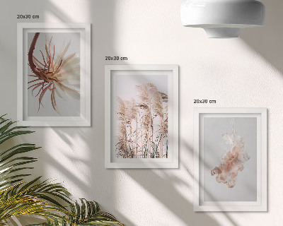 Conjunto de molduras com imagens Flores e gramíneas sobre um fundo claro em um conjunto harmonioso.