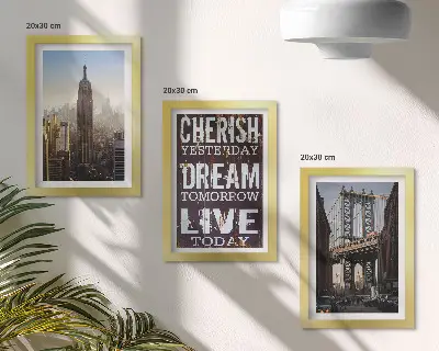Tríptico com moldura paisagens da cidade de Nova York com citação inspiradora
