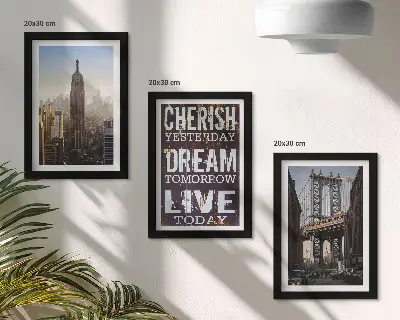 Tríptico com moldura paisagens da cidade de Nova York com citação inspiradora