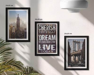 Tríptico com moldura Paisagens da cidade de Nova York com uma citação inspiradora