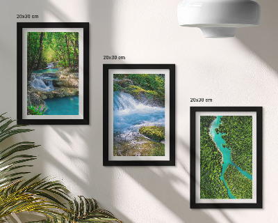Conjunto de 3 quadros decorativos Florestas verdejantes e águas cristalinas dos rios