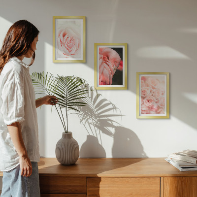 Conjunto de molduras com imagens Tons de rosa pastel e flamingo em nuances delicadas.