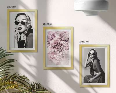 Conjunto de molduras com imagens Retratos elegantes de mulheres com flores cor-de-rosa.