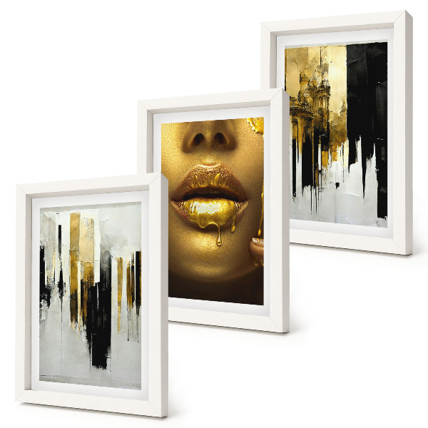 Conjunto de molduras com imagens Pintura abstrata e retrato de uma mulher
