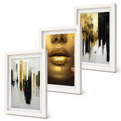 Conjunto de molduras com imagens Pintura abstrata e retrato de uma mulher