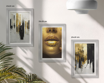 Conjunto de molduras com imagens Pintura abstrata e retrato de uma mulher