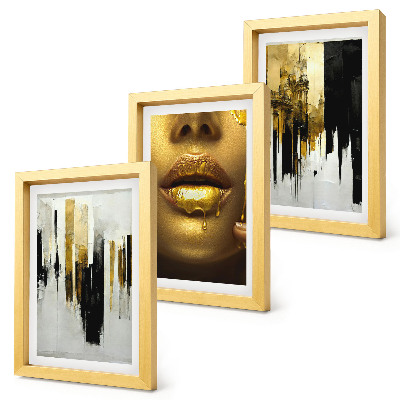 Conjunto de molduras com imagens Pintura abstrata e retrato de uma mulher