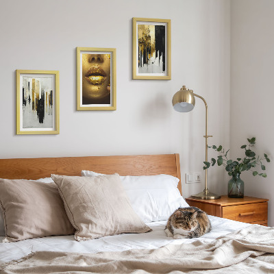 Conjunto de molduras com imagens Pintura abstrata e retrato de uma mulher
