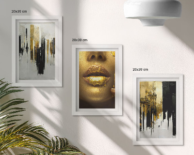 Conjunto de molduras com imagens Pintura abstrata e retrato de uma mulher