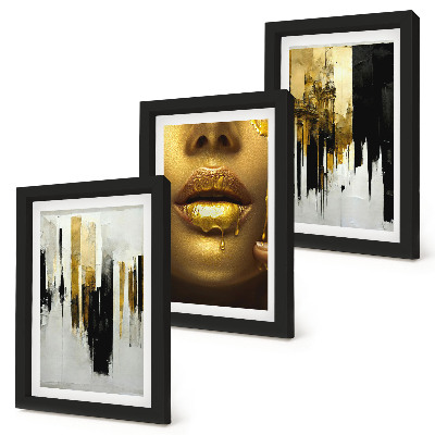 Conjunto de molduras com imagens Pintura abstrata e retrato de uma mulher