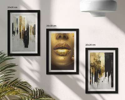 Conjunto de molduras com imagens Pintura abstrata e retrato de uma mulher