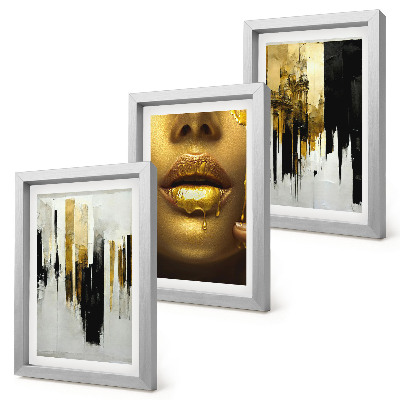 Conjunto de molduras com imagens Pintura abstrata e retrato de uma mulher