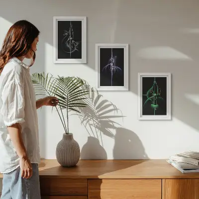 Conjunto de molduras com imagens com padrões abstratos em tons de preto e cor