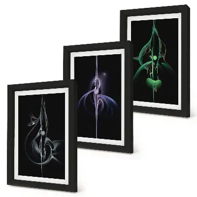 Conjunto de molduras com imagens com padrões abstratos em tons de preto e cor