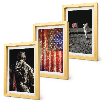 Conjunto de molduras com imagens Símbolos nacionais americanos Bandeira dos EUA