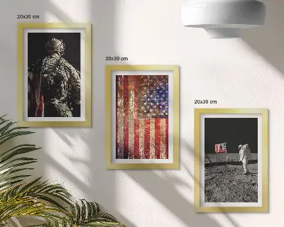 Conjunto de molduras com imagens de símbolos nacionais americanos com a bandeira dos EUA