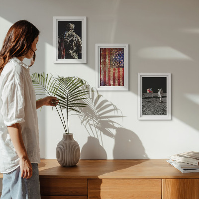 Conjunto de molduras com imagens Símbolos nacionais americanos Bandeira dos EUA
