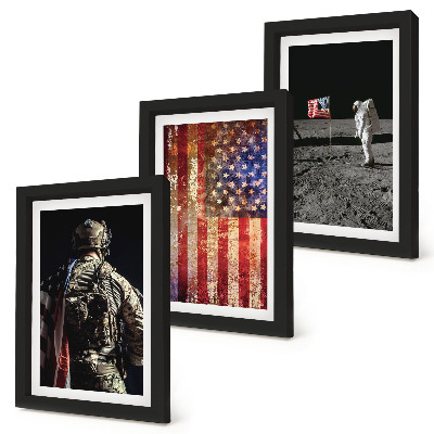 Conjunto de molduras com imagens Símbolos nacionais americanos Bandeira dos EUA
