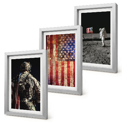 Conjunto de molduras com imagens Símbolos nacionais americanos Bandeira dos EUA