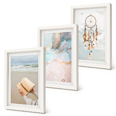 Conjunto de molduras com imagens Livro abstrato de leitura sobre o mar e apanhador de sonhos boho
