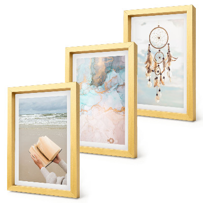 Conjunto de molduras com imagens Livro abstrato de leitura sobre o mar e apanhador de sonhos boho