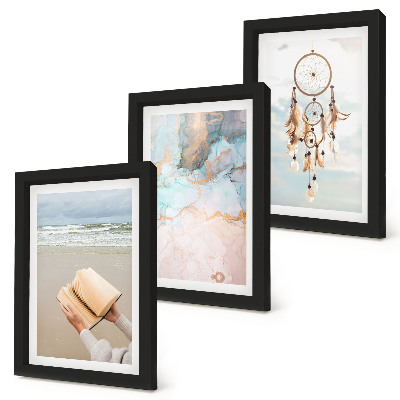 Conjunto de molduras com imagens Livro abstrato de leitura sobre o mar e apanhador de sonhos boho
