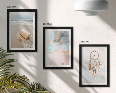 Conjunto de molduras com imagens Livro abstrato de leitura sobre o mar e apanhador de sonhos boho