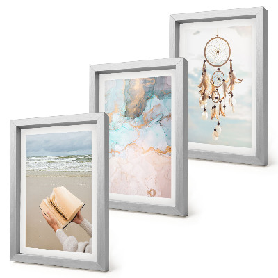 Conjunto de molduras com imagens Livro abstrato de leitura sobre o mar e apanhador de sonhos boho
