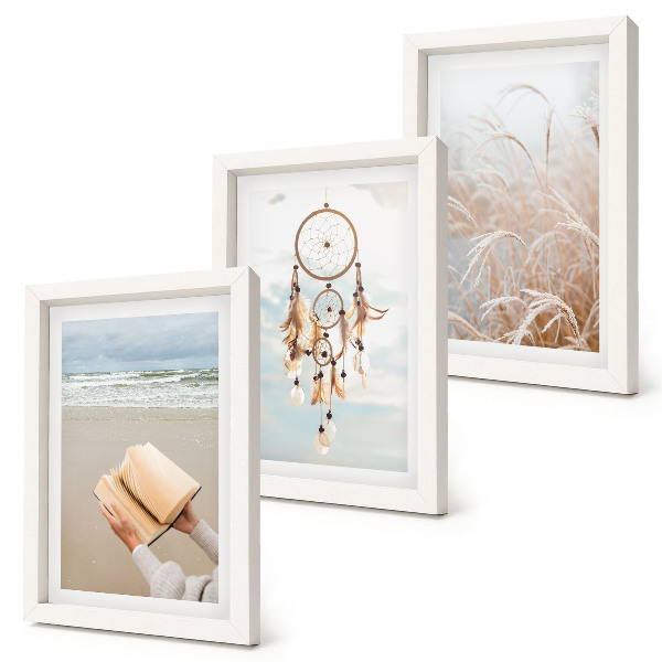 Conjunto de molduras com imagens Paisagens tranquilas, vistas delicadas de verão, estilo boho