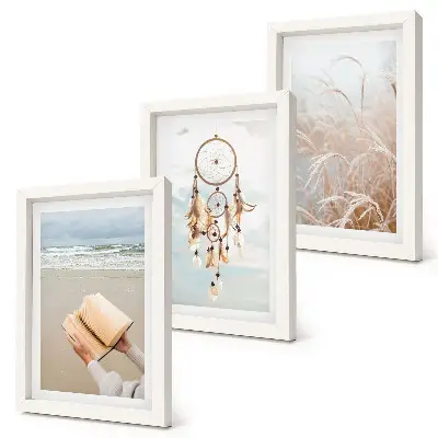 Conjunto de quadros com imagens paisagens tranquilas com vistas delicadas de verão em estilo boho