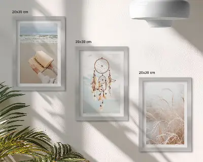 Conjunto de quadros com imagens paisagens tranquilas com vistas delicadas de verão em estilo boho