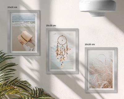 Conjunto de molduras com imagens Paisagens tranquilas, vistas delicadas de verão, estilo boho