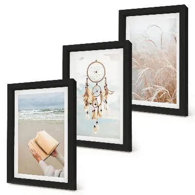 Conjunto de quadros com imagens paisagens tranquilas com vistas delicadas de verão em estilo boho