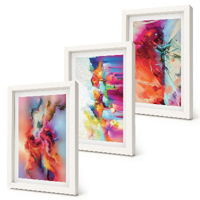 Conjunto de molduras com imagens Abstrações coloridas com formas e figuras dinâmicas.