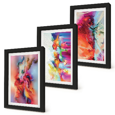 Conjunto de molduras com imagens Abstrações coloridas com formas e figuras dinâmicas.
