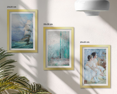 Conjunto de molduras com imagens Retrato abstrato de dançarinos em um navio no mar.